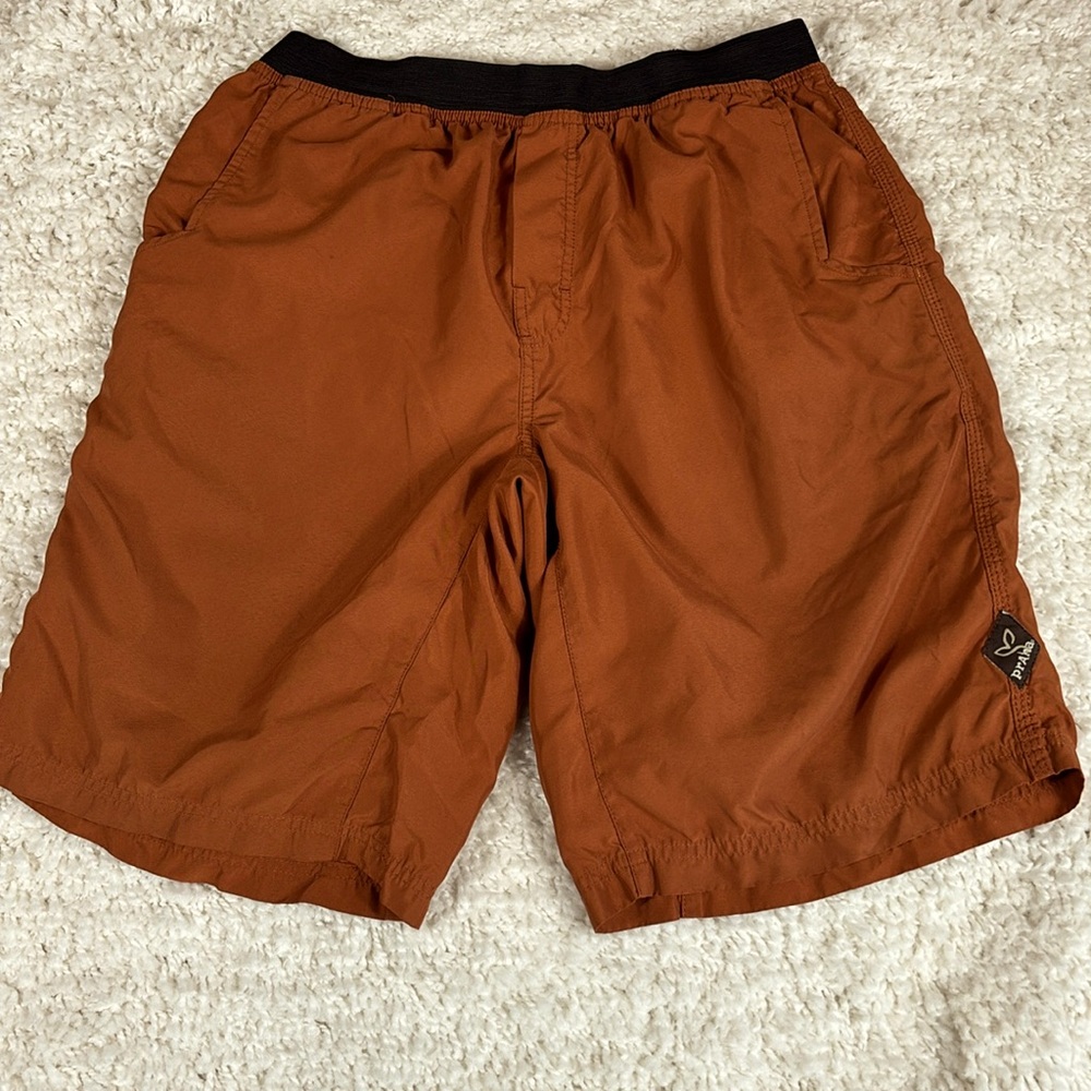 prAna Mojo Shorts Mens XL Auburn Orange Climbing Lightweight Performance Stretch